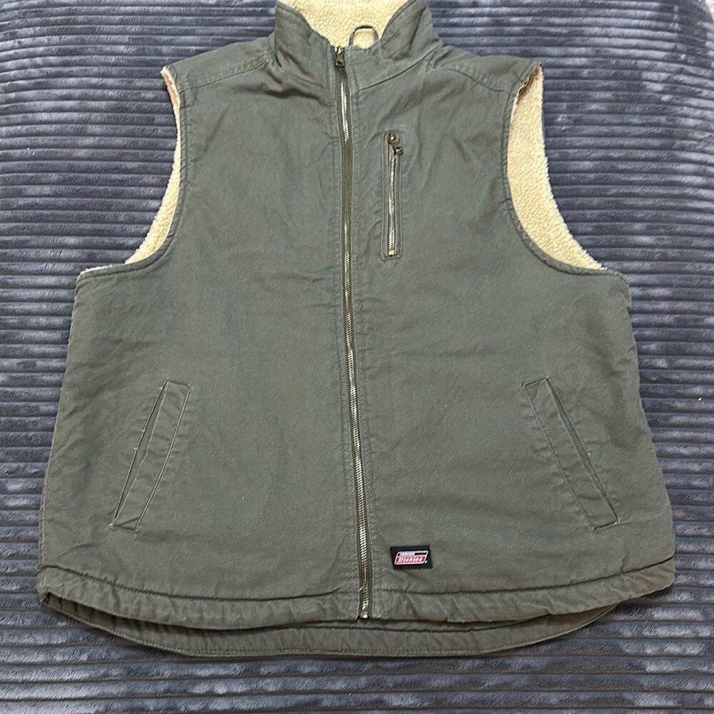Dickies Vest Olive Green Sherpa Fleece Lined Full Zip Men Size XL